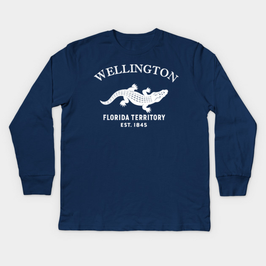 Wellington Florida Vintage Retro Kids Long-Sleeve T-Shirt - White Logo - Various Colors