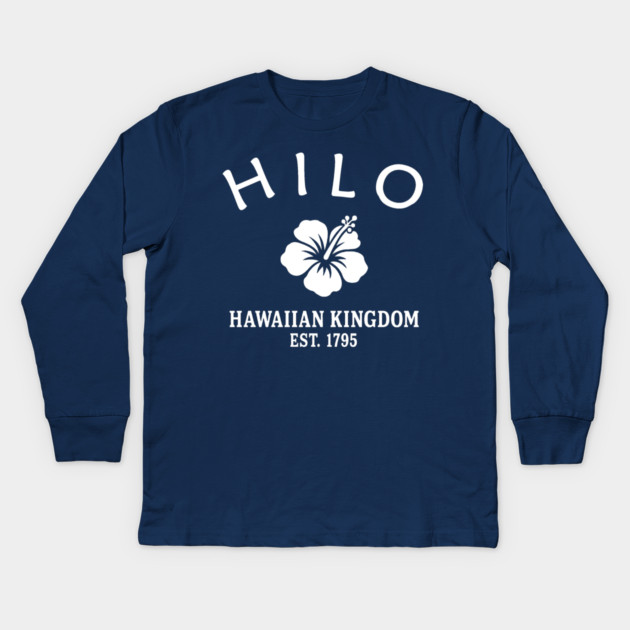 Hilo Hawaii Vintage Retro Kids Long-Sleeve T-Shirt - White Logo - Various Colors