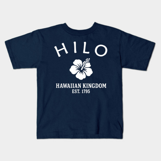 Hilo Hawaii Vintage Retro Kids T-Shirt - White Logo - Various Colors