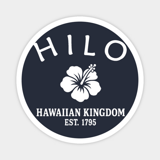 Hilo Hawaii Vintage Retro Magnet - White Logo