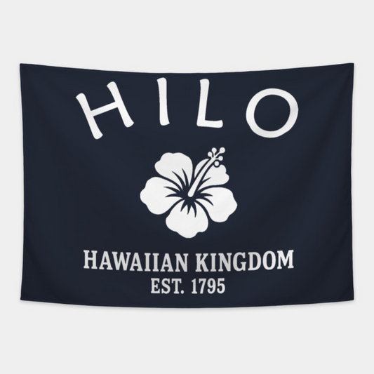 Hilo Hawaii Vintage Retro Tapestry - White Logo