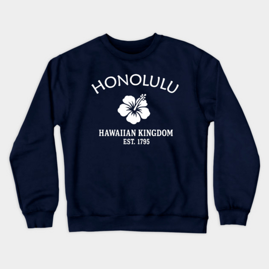 Honolulu Hawaii Vintage Retro Crewneck Sweatshirt - White Logo - Various Colors