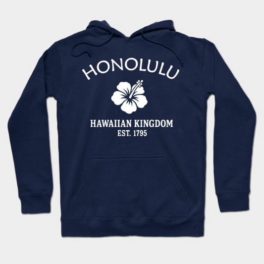 Honolulu Hawaii Vintage Retro Hoodie - White Logo - Various Colors