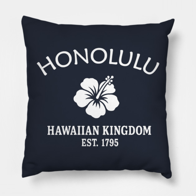 Honolulu Hawaii Vintage Retro Throw-Pillow - White Logo