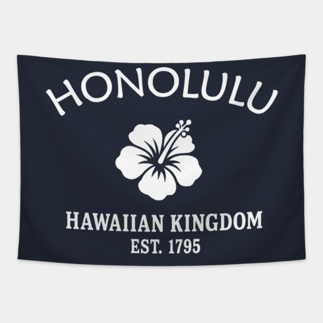 Honolulu Hawaii Vintage Retro Tapestry - White Logo