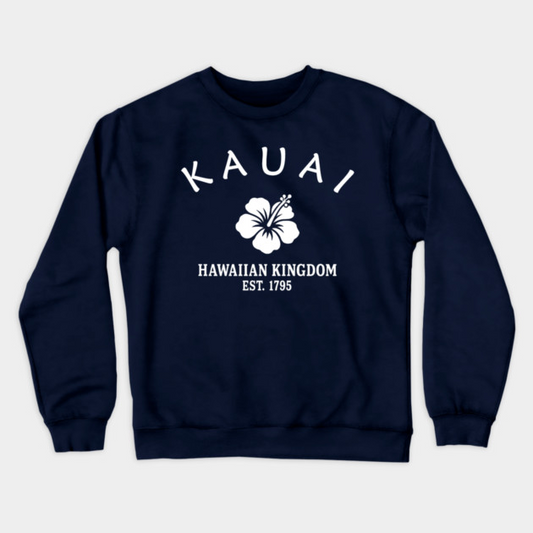 Kauai Hawaii Vintage Retro Crewneck Sweatshirt - White Logo - Various Colors
