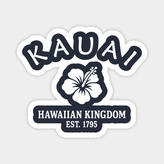 Kauai Hawaii Vintage Retro Magnet - White Logo