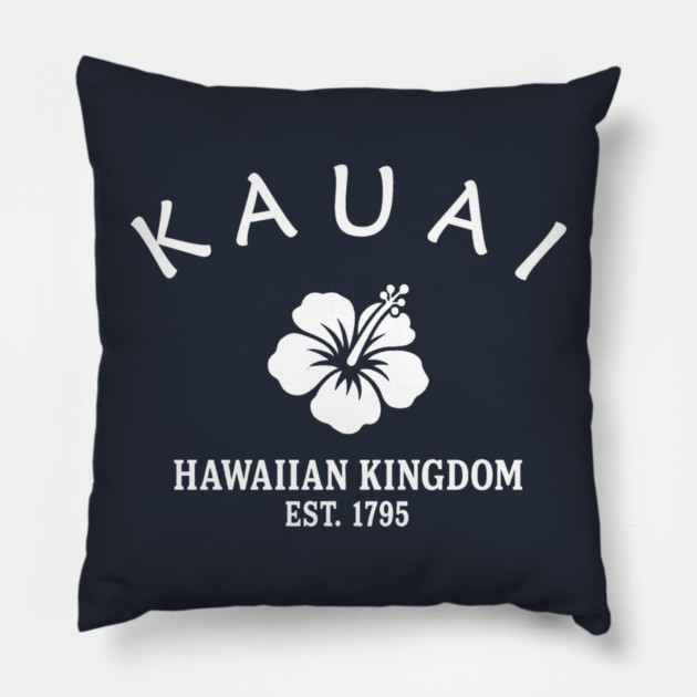 Kauai Hawaii Vintage Retro Throw-Pillow - White Logo