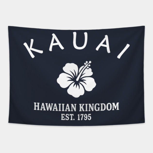 Kauai Hawaii Vintage Retro Tapestry - White Logo