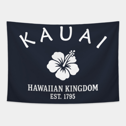 Kauai Hawaii Vintage Retro Tapestry - White Logo