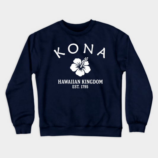 Kona Hawaii Vintage Retro Crewneck Sweatshirt - White Logo - Various Colors