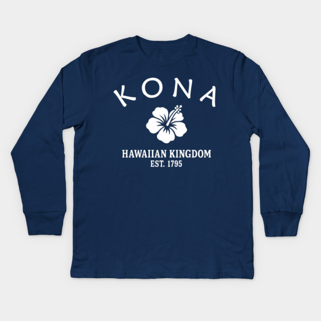 Kona Hawaii Vintage Retro Kids Long-Sleeve T-Shirt - White Logo - Various Colors