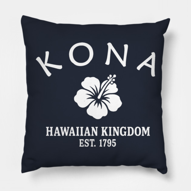 Kona Hawaii Vintage Retro Throw-Pillow - White Logo