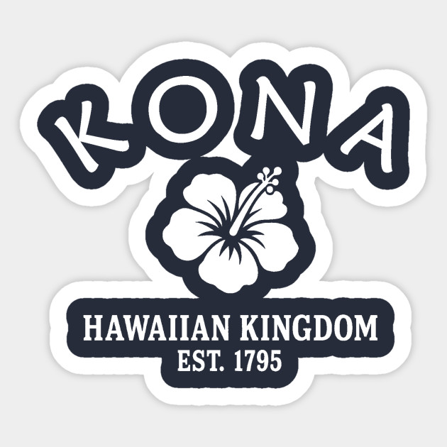 Kona Hawaii Vintage Retro Sticker - White Logo