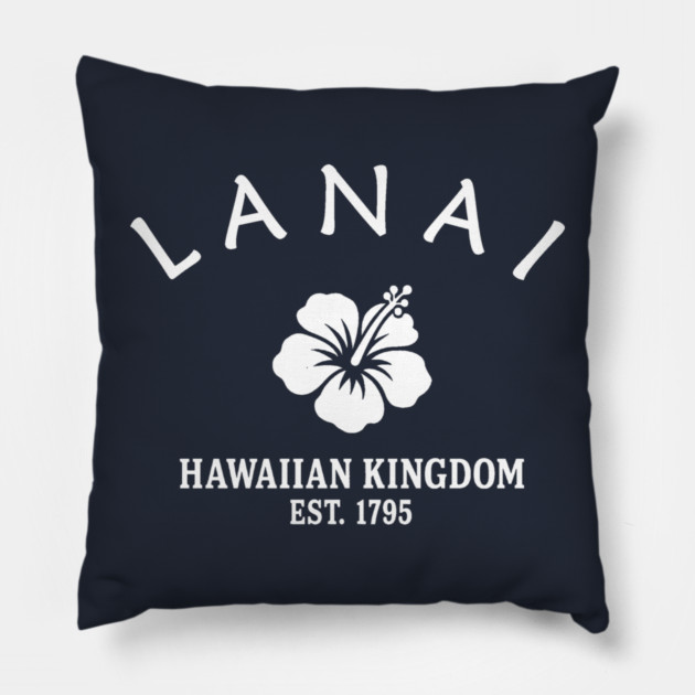 Lanai Hawaii Vintage Retro Throw-Pillow - White Logo