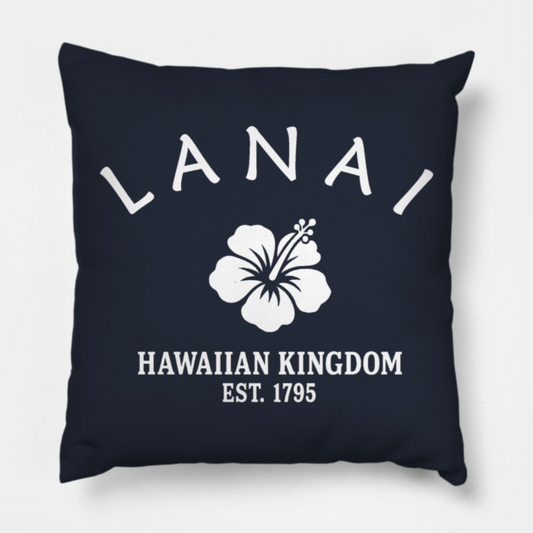 Lanai Hawaii Vintage Retro Throw-Pillow - White Logo