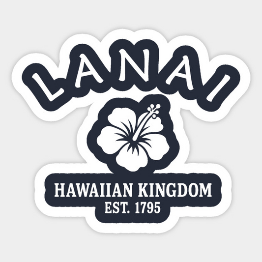 Lanai Hawaii Vintage Retro Sticker - White Logo