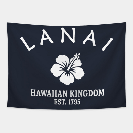 Lanai Hawaii Vintage Retro Tapestry - White Logo