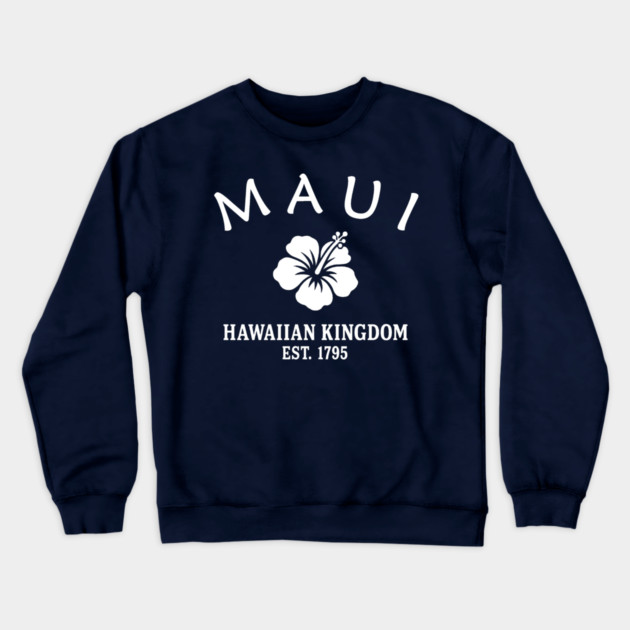 Maui Hawaii Vintage Retro Crewneck Sweatshirt - White Logo - Various Colors