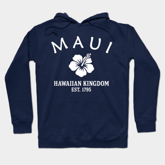 Maui Hawaii Vintage Retro Hoodie - White Logo - Various Colors