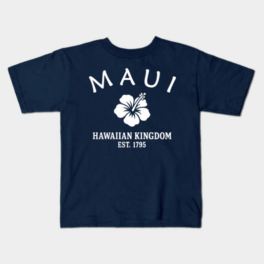 Maui Hawaii Vintage Retro Kids T-Shirt - White Logo - Various Colors