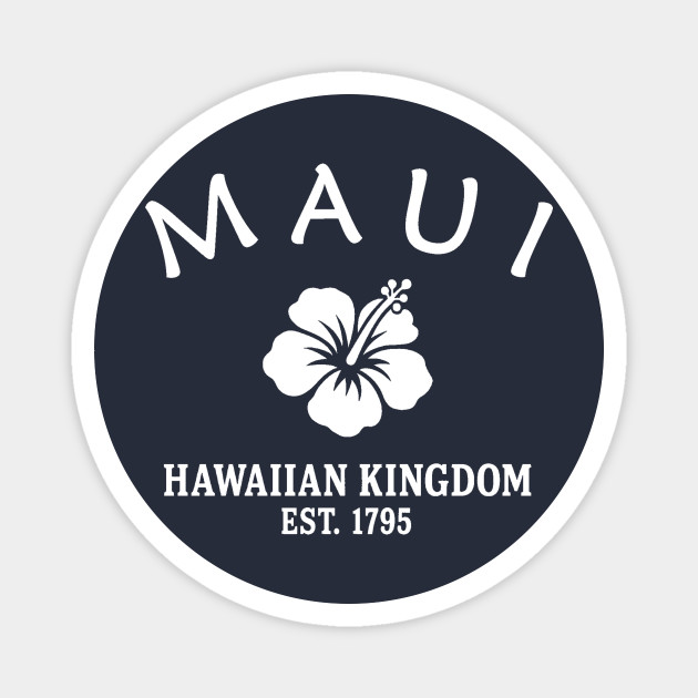 Maui Hawaii Vintage Retro Magnet - White Logo