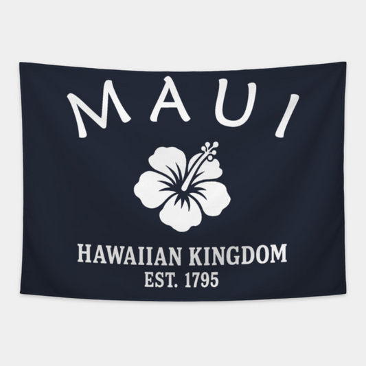Maui Hawaii Vintage Retro Tapestry - White Logo