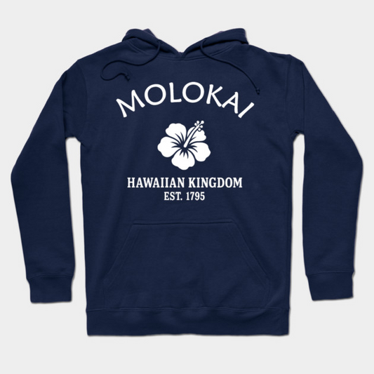 Molokai Hawaii Vintage Retro Hoodie - White Logo - Various Colors