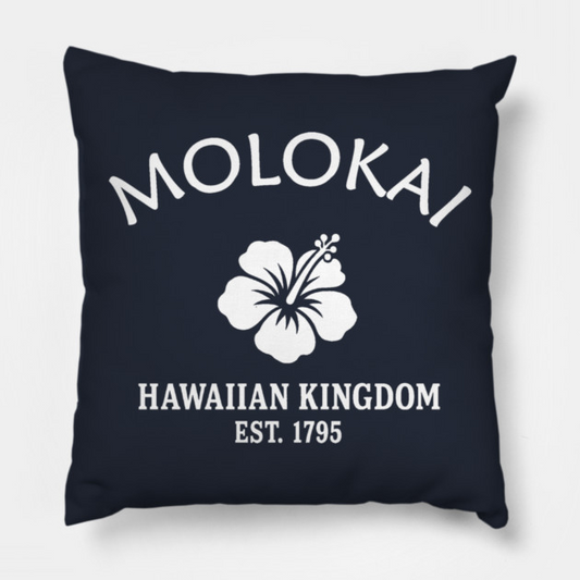 Molokai Hawaii Vintage Retro Throw-Pillow - White Logo