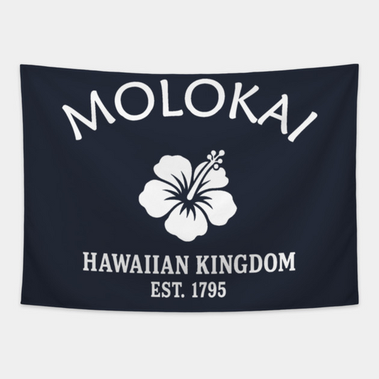 Molokai Hawaii Vintage Retro Tapestry - White Logo