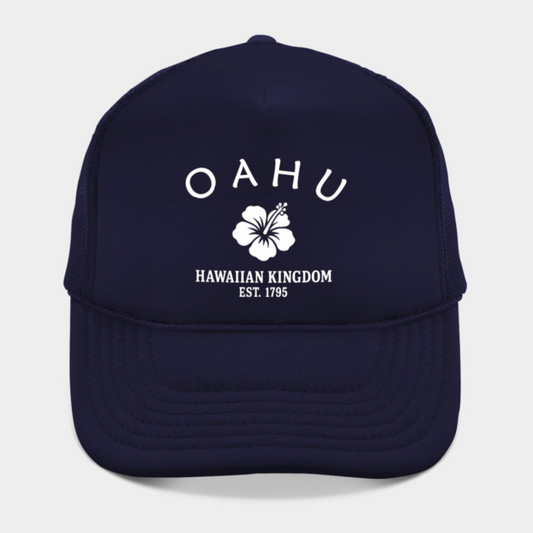 Oahu Hawaii Vintage Retro Hat - White Logo - Various Colors