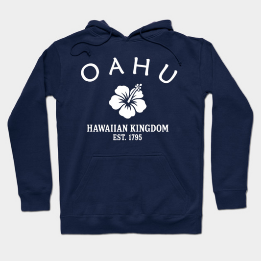 Oahu Hawaii Vintage Retro Hoodie - White Logo - Various Colors