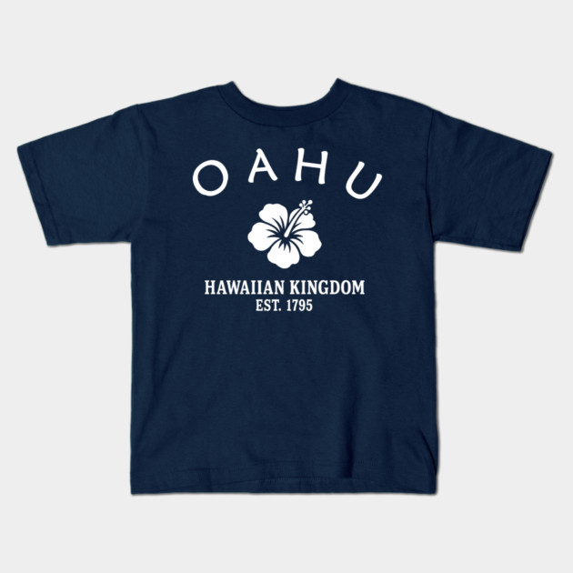Oahu Hawaii Vintage Retro Kids T-Shirt - White Logo - Various Colors