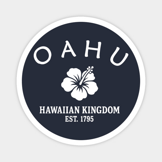 Oahu Hawaii Vintage Retro Magnet - White Logo