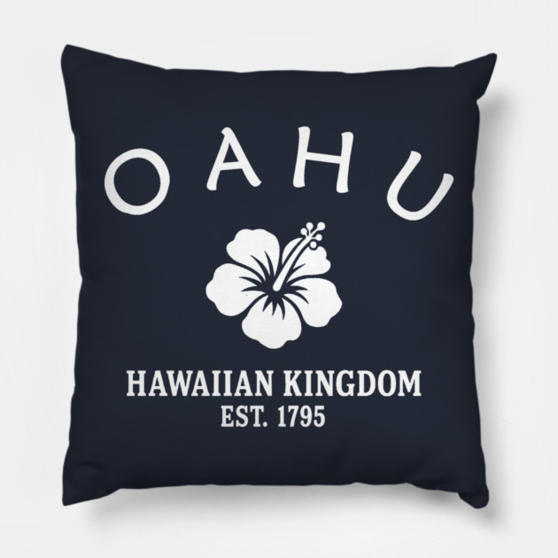 Oahu Hawaii Vintage Retro Throw-Pillow - White Logo