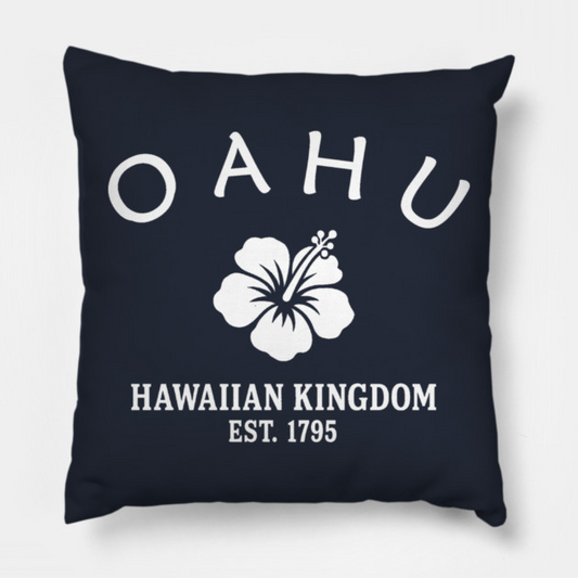 Oahu Hawaii Vintage Retro Throw-Pillow - White Logo