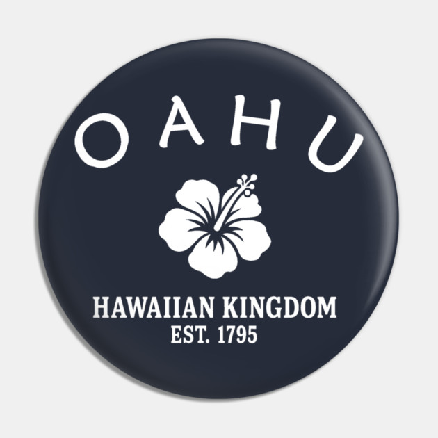 Oahu Hawaii Vintage Retro Pin - White Logo