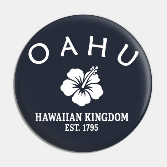 Oahu Hawaii Vintage Retro Pin - White Logo