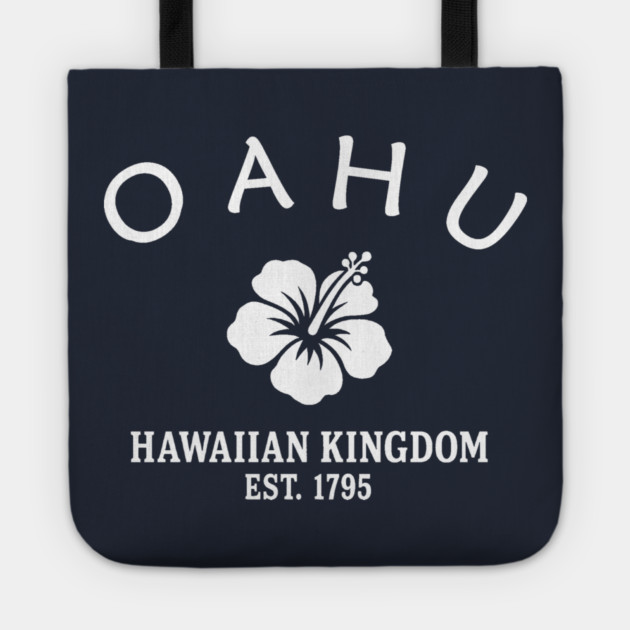Oahu Hawaii Vintage Retro Tote - White Logo