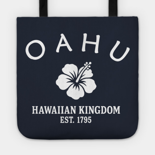Oahu Hawaii Vintage Retro Tote - White Logo
