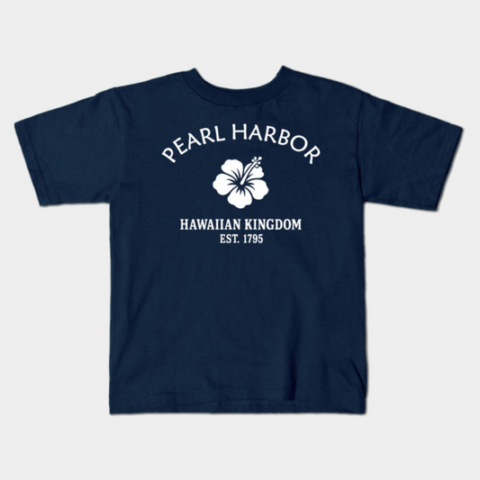 Pearl Harbor Hawaii Vintage Retro Kids T-Shirt - White Logo - Various Colors