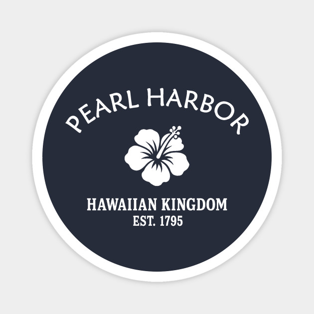 Pearl Harbor Hawaii Vintage Retro Magnet - White Logo