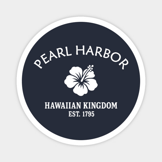 Pearl Harbor Hawaii Vintage Retro Magnet - White Logo