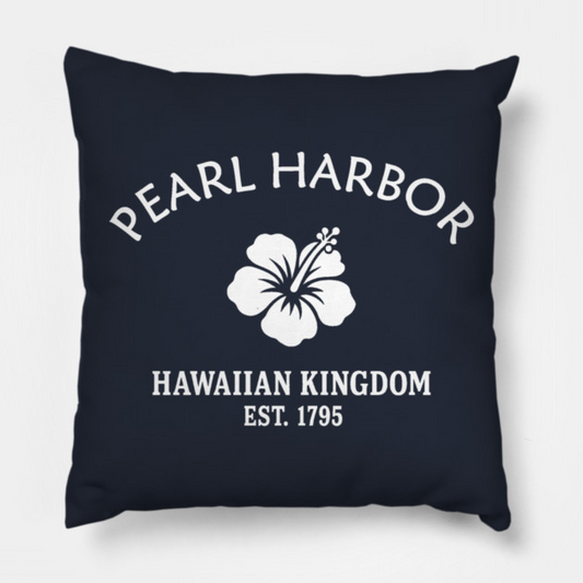 Pearl Harbor Hawaii Vintage Retro Throw-Pillow - White Logo
