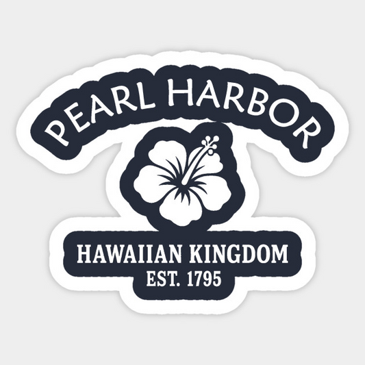 Pearl Harbor Hawaii Vintage Retro Sticker - White Logo