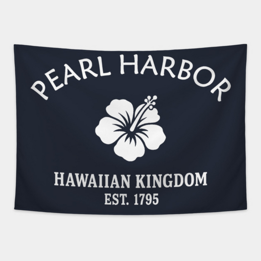 Pearl Harbor Hawaii Vintage Retro Tapestry - White Logo