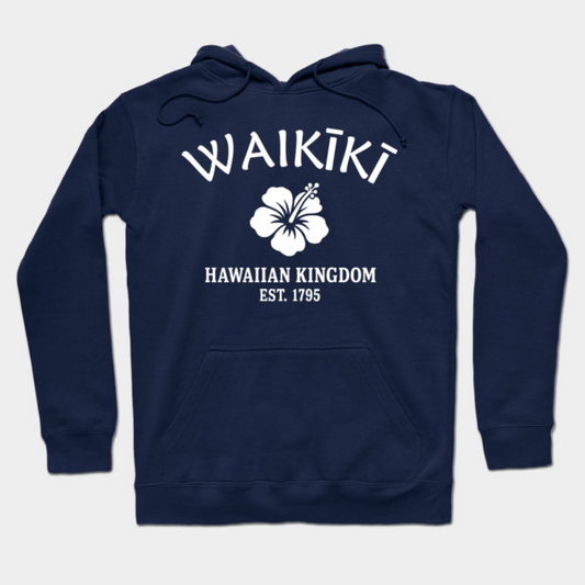 Waikiki Hawaii Vintage Retro Hoodie - White Logo - Various Colors
