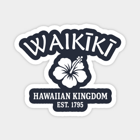 Waikiki Hawaii Vintage Retro Magnet - White Logo