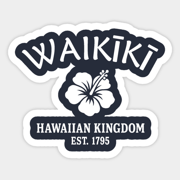 Waikiki Hawaii Vintage Retro Sticker - White Logo