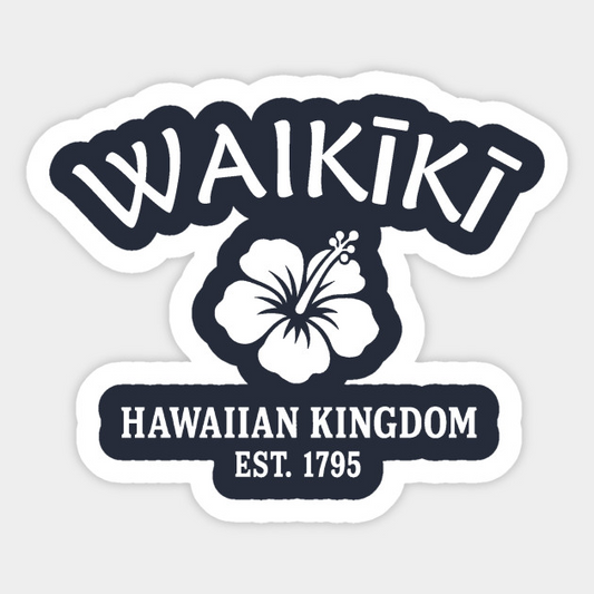 Waikiki Hawaii Vintage Retro Sticker - White Logo
